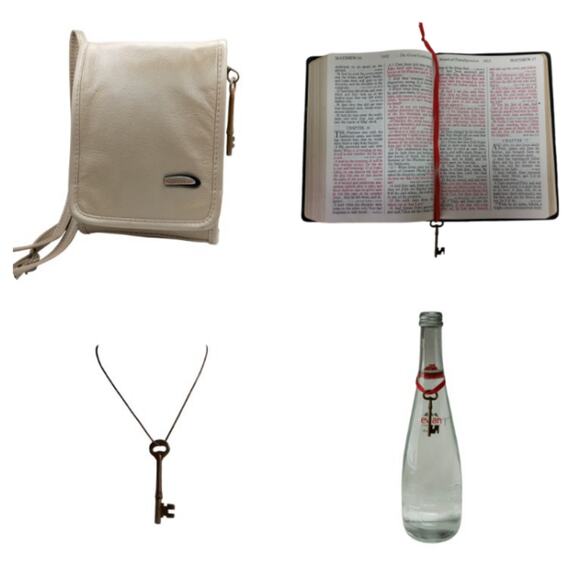 Skeleton Key Necklace Men Women Religious Jewelry Brown Faux Leather Cord #1 - Picture 11 of 14